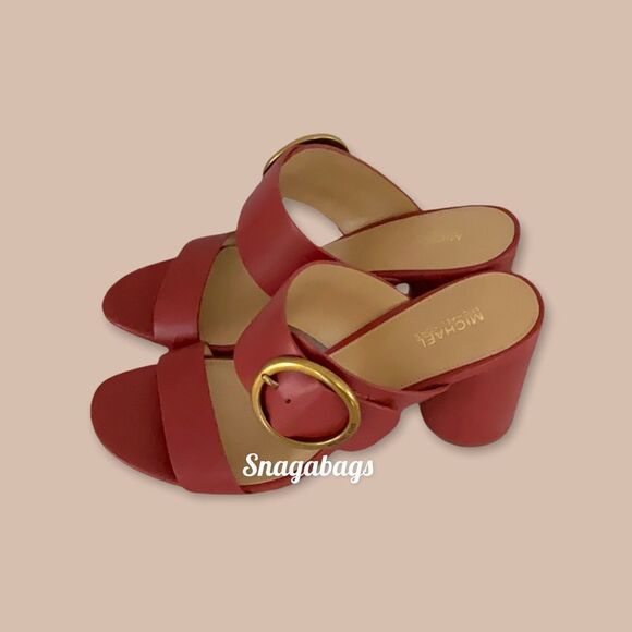 MICHAEL KORS NEW IN BOX ESTELLE MID LEATHER SLIP ON SANDAL 8M - Picture 6 of 9